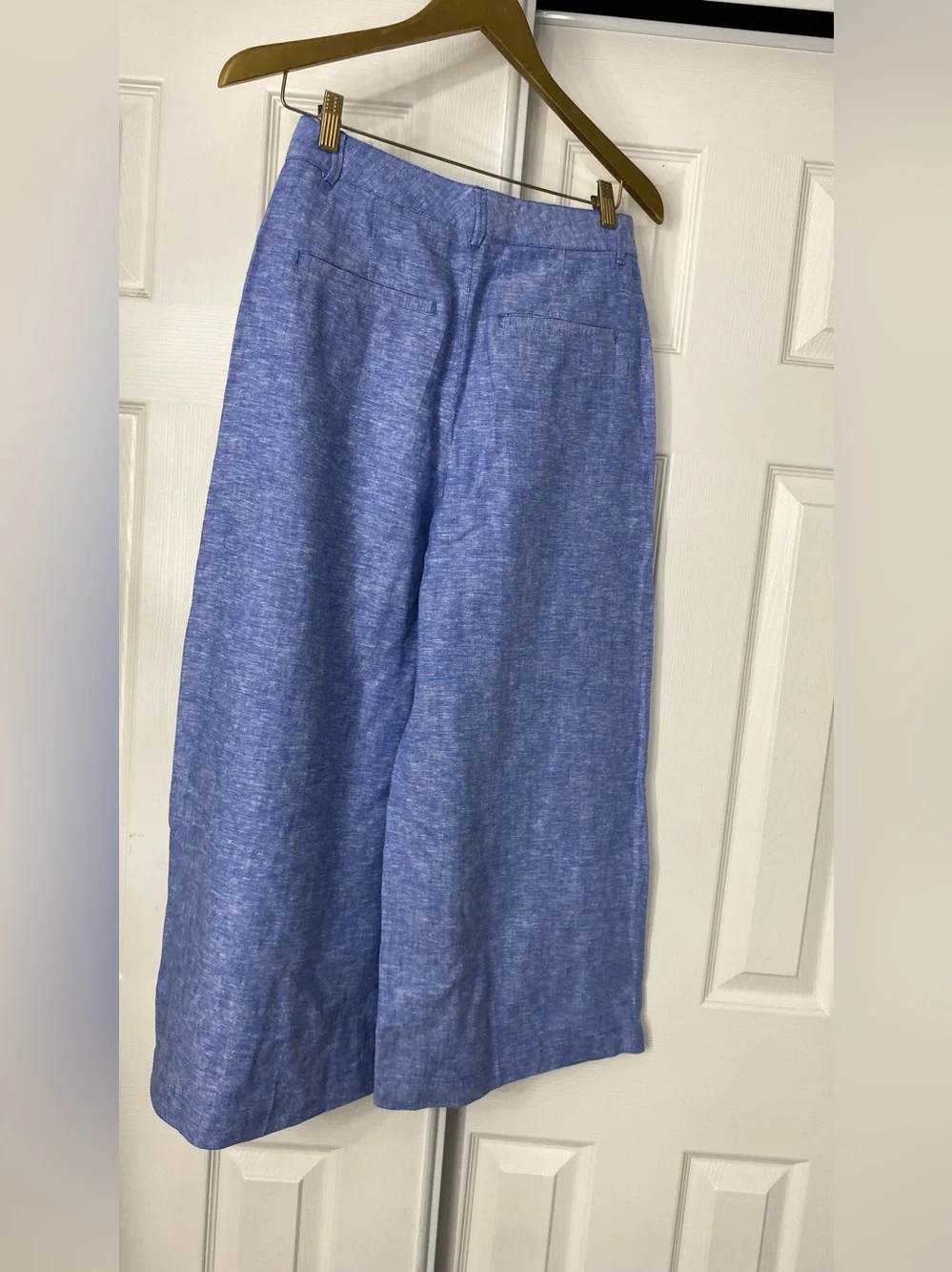 ‼️Linen Zara Wide-Leg Blue Linen-Blend Pants